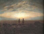 Caspar David Friedrich Two Men on the Beach in Moonlight (mk10) oil painting